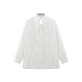 Women's Butterfly Flocked Sheer Shirt with Back Cutout